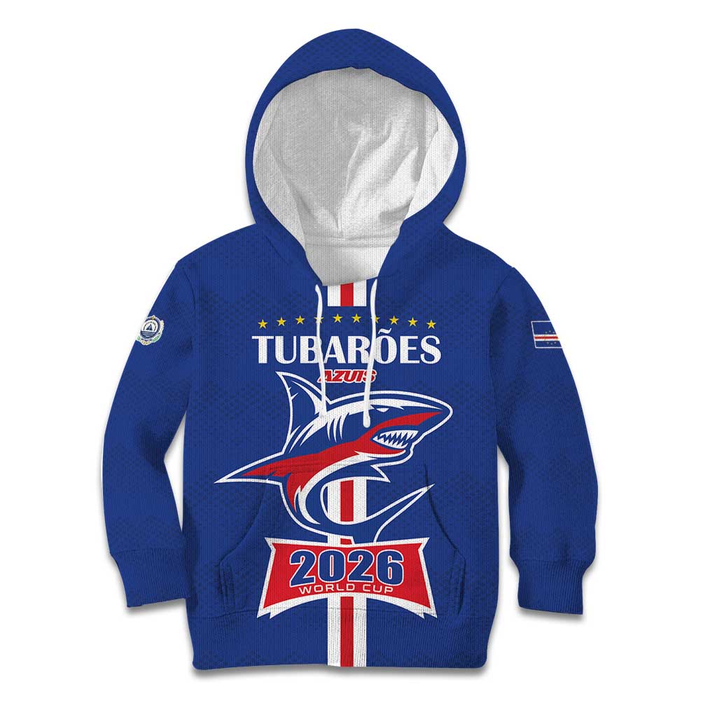 Custom Cape Verde 2026 Football Kid Hoodie Blue Sharks WC Debut - Wonder Print Shop