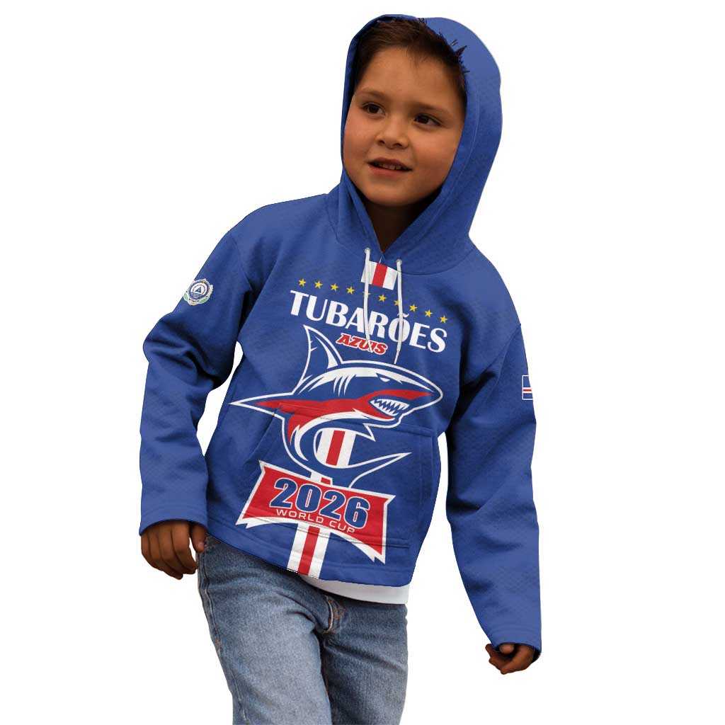 Custom Cape Verde 2026 Football Kid Hoodie Blue Sharks WC Debut - Wonder Print Shop
