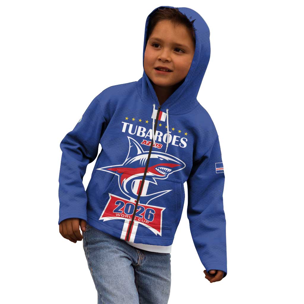 Custom Cape Verde 2026 Football Kid Hoodie Blue Sharks WC Debut - Wonder Print Shop