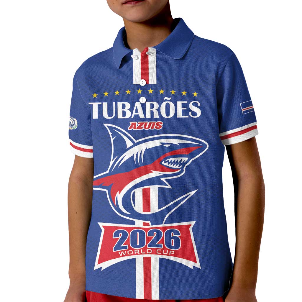 Custom Cape Verde 2026 Football Kid Polo Shirt Blue Sharks WC Debut - Wonder Print Shop