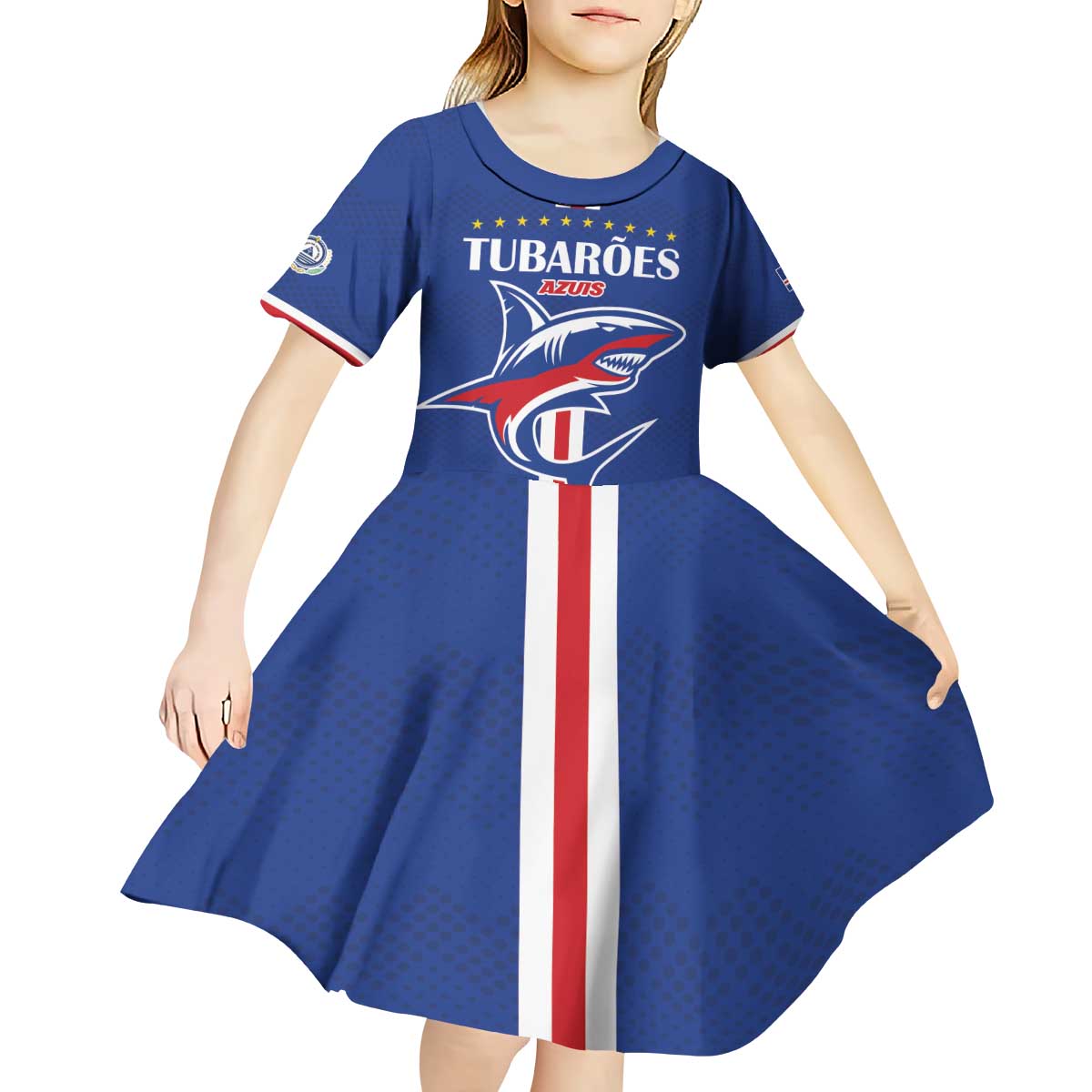 Custom Cape Verde 2026 Football Kid Short Sleeve Dress Blue Sharks WC Debut - Wonder Print Shop