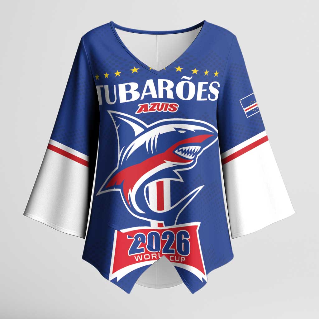 Custom Cape Verde 2026 Football Kimono Sleeve Blouse Blue Sharks WC Debut - Wonder Print Shop