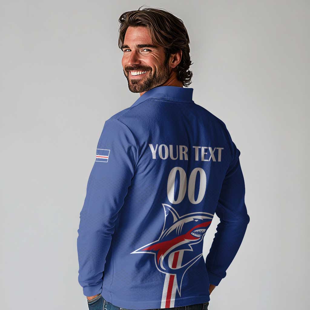 Custom Cape Verde 2026 Football Long Sleeve Polo Shirt Blue Sharks WC Debut - Wonder Print Shop
