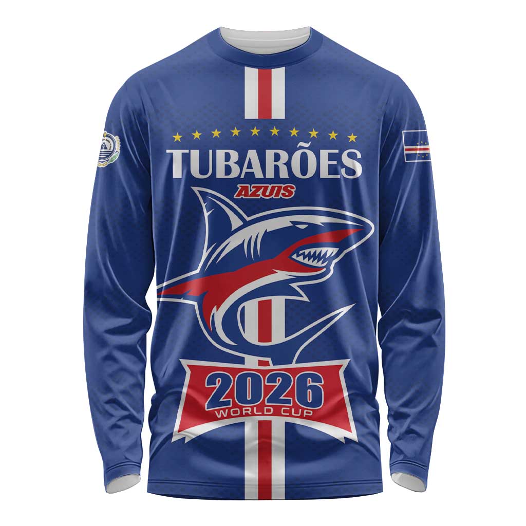 Custom Cape Verde 2026 Football Long Sleeve Shirt Blue Sharks WC Debut - Wonder Print Shop