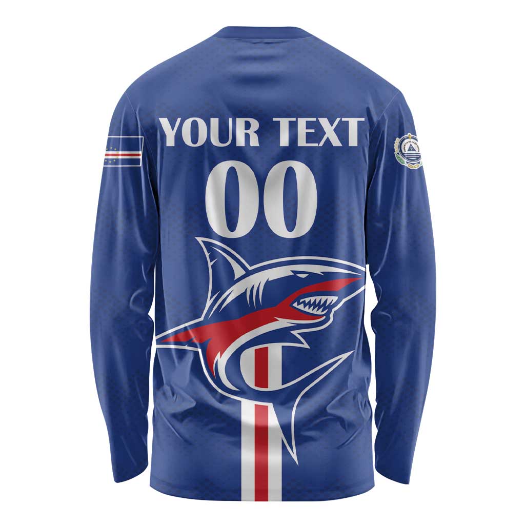 Custom Cape Verde 2026 Football Long Sleeve Shirt Blue Sharks WC Debut - Wonder Print Shop