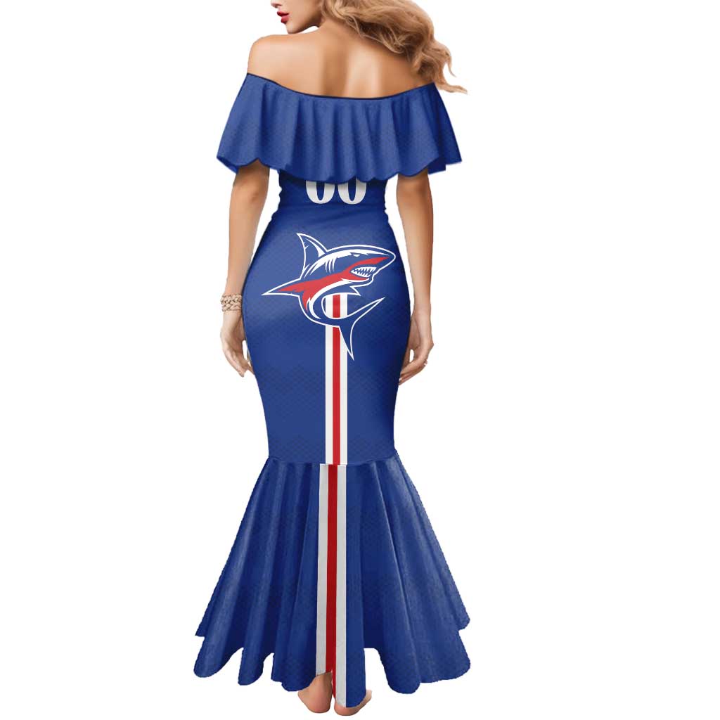 Custom Cape Verde 2026 Football Mermaid Dress Blue Sharks WC Debut - Wonder Print Shop