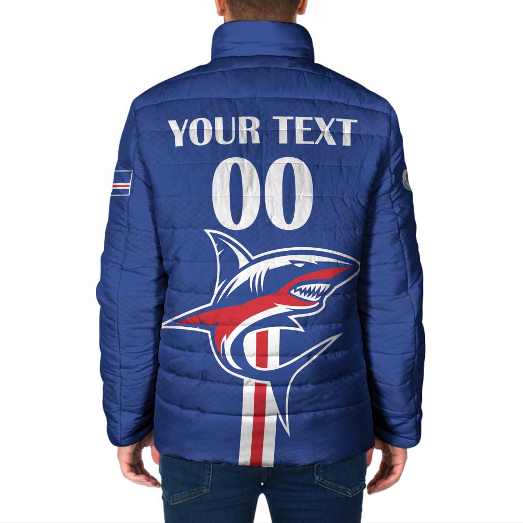 Custom Cape Verde 2026 Football Padded Jacket Blue Sharks WC Debut - Wonder Print Shop