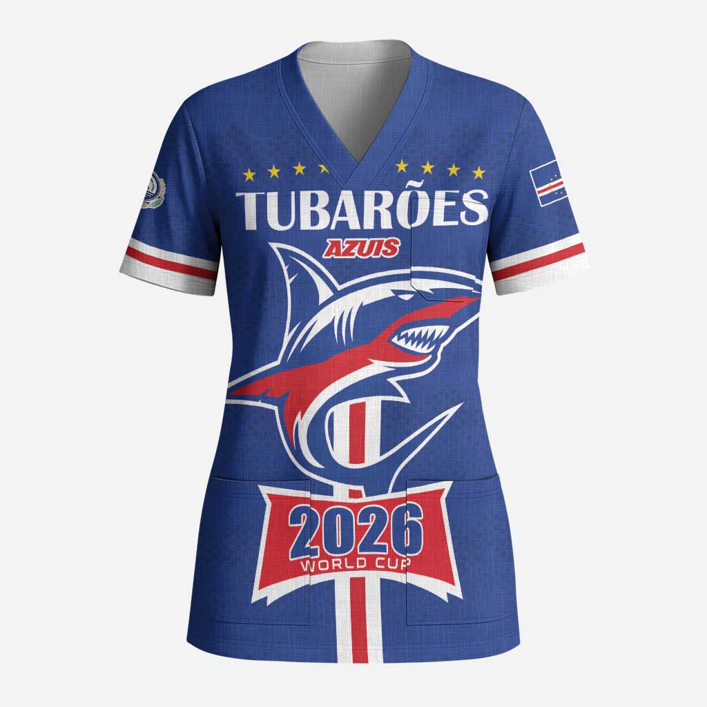Custom Cape Verde 2026 Football Scrub Top Blue Sharks WC Debut - Wonder Print Shop