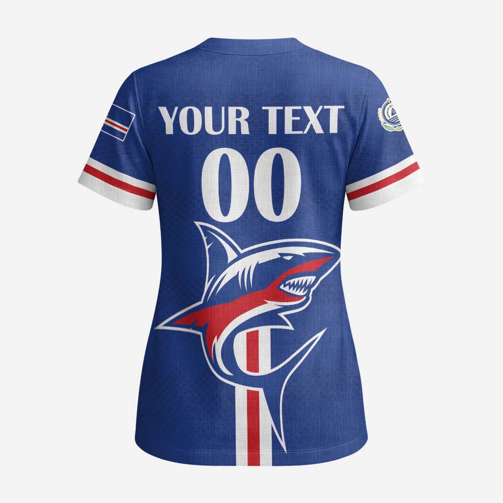 Custom Cape Verde 2026 Football Scrub Top Blue Sharks WC Debut - Wonder Print Shop