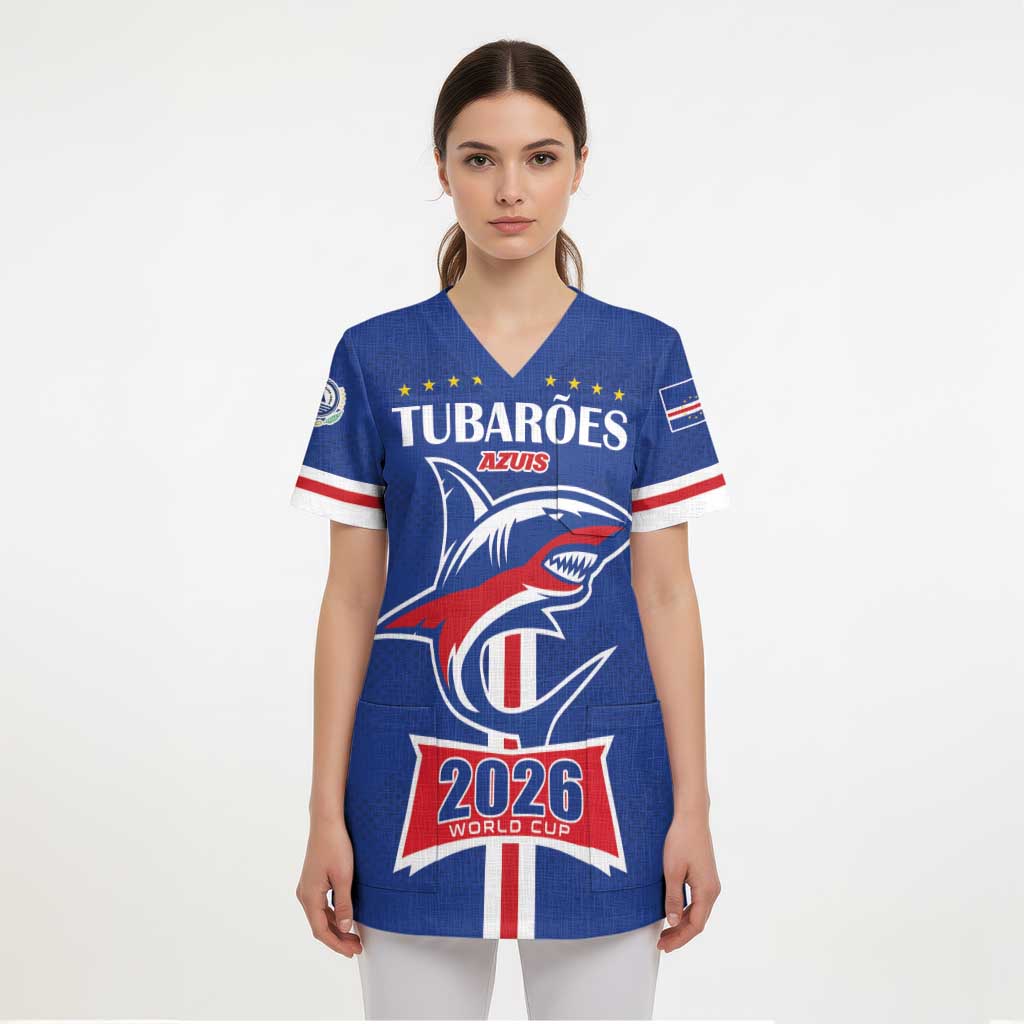 Custom Cape Verde 2026 Football Scrub Top Blue Sharks WC Debut - Wonder Print Shop