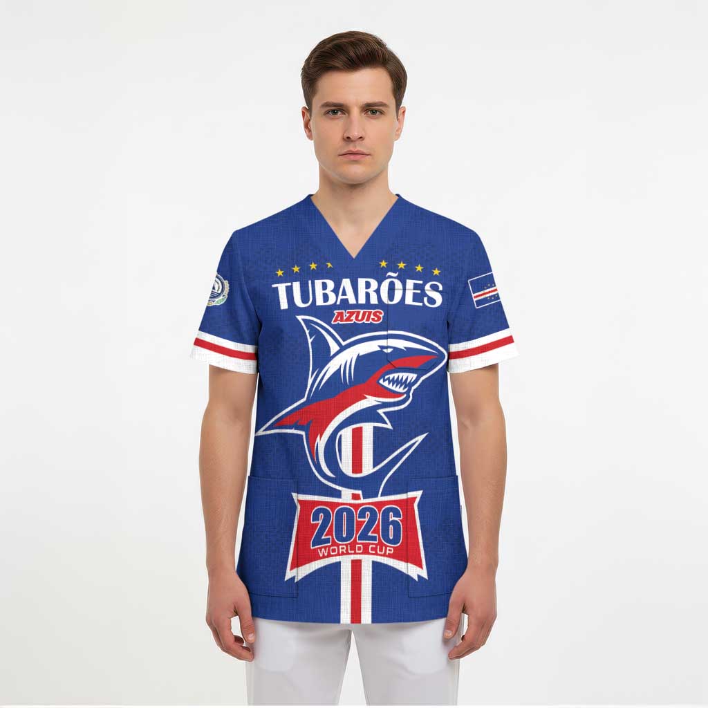 Custom Cape Verde 2026 Football Scrub Top Blue Sharks WC Debut - Wonder Print Shop