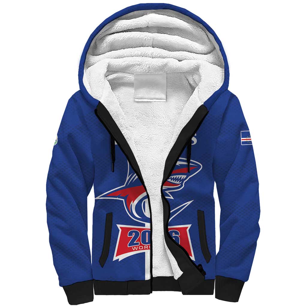 Custom Cape Verde 2026 Football Sherpa Hoodie Blue Sharks WC Debut - Wonder Print Shop
