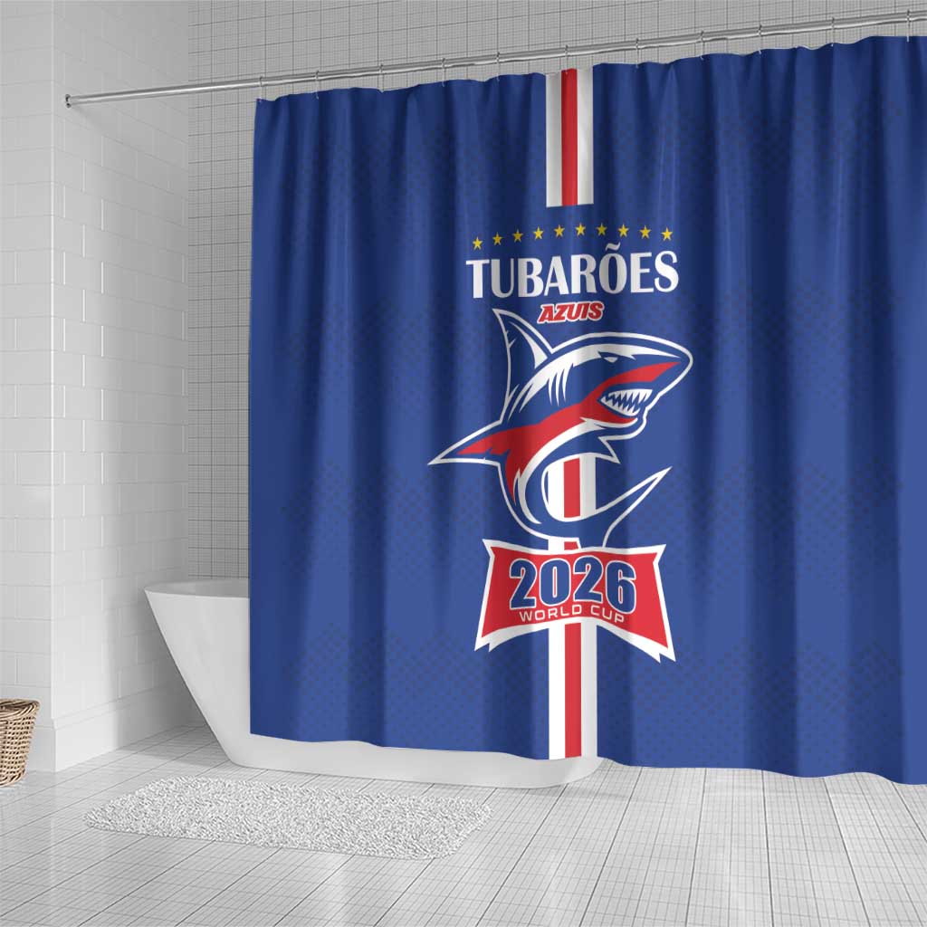 Cape Verde 2026 Football Shower Curtain Blue Sharks WC Debut - Wonder Print Shop