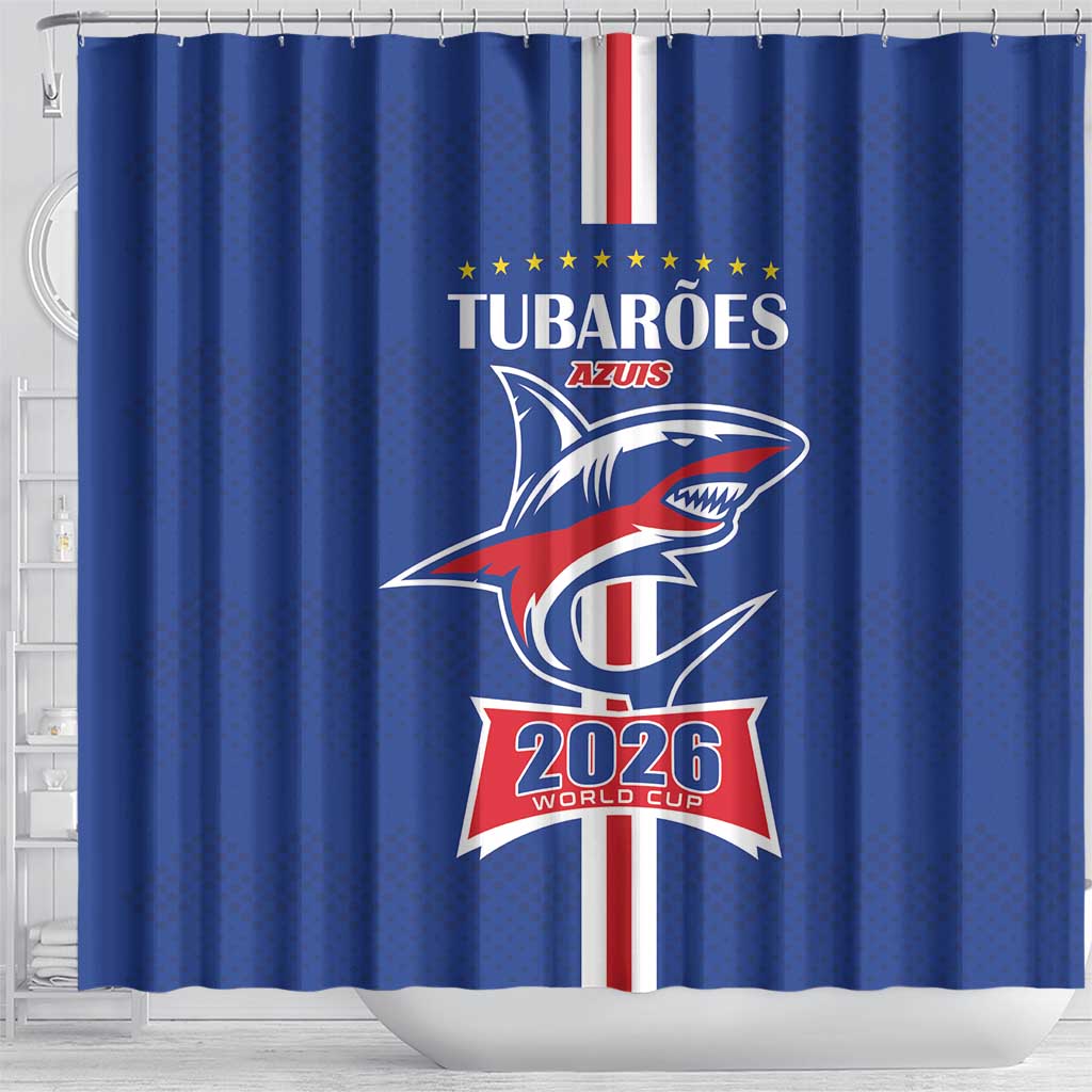 Cape Verde 2026 Football Shower Curtain Blue Sharks WC Debut - Wonder Print Shop