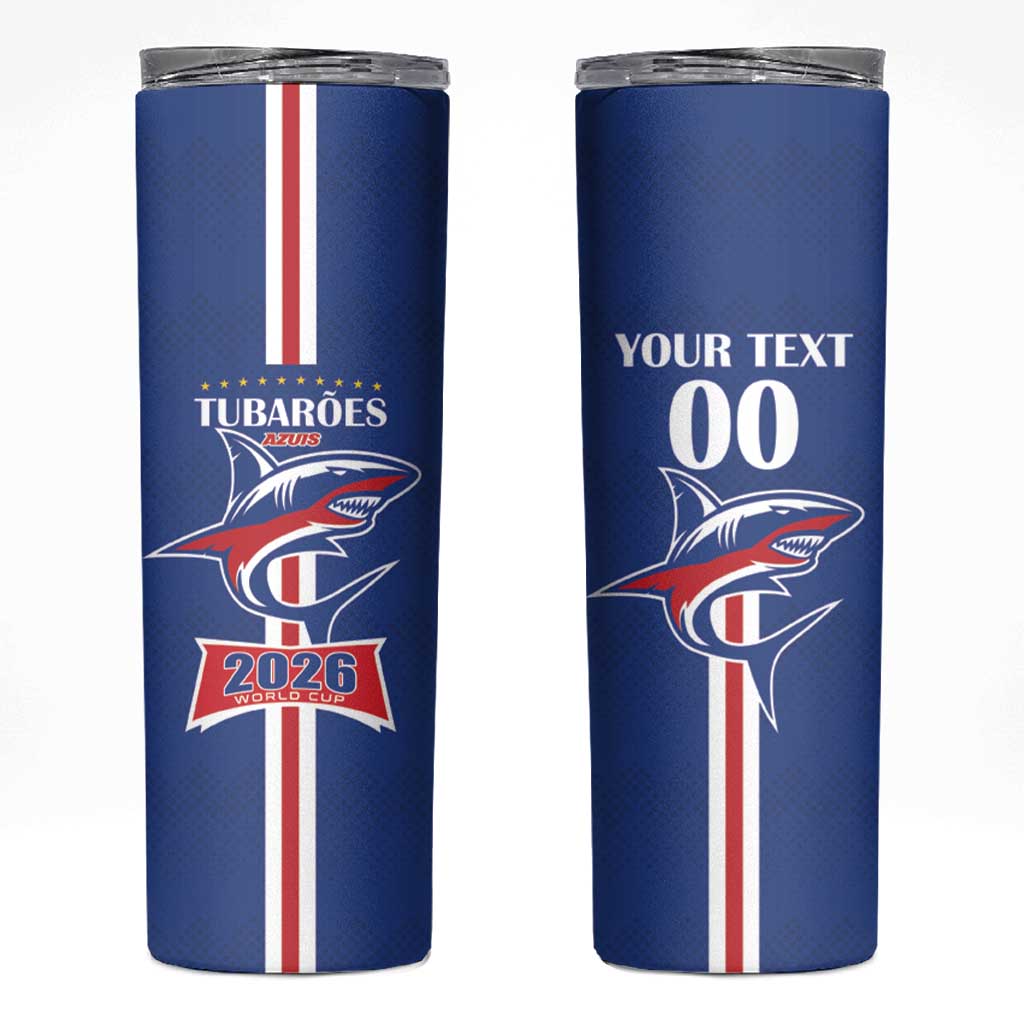 Custom Cape Verde 2026 Football Skinny Tumbler Blue Sharks WC Debut - Wonder Print Shop