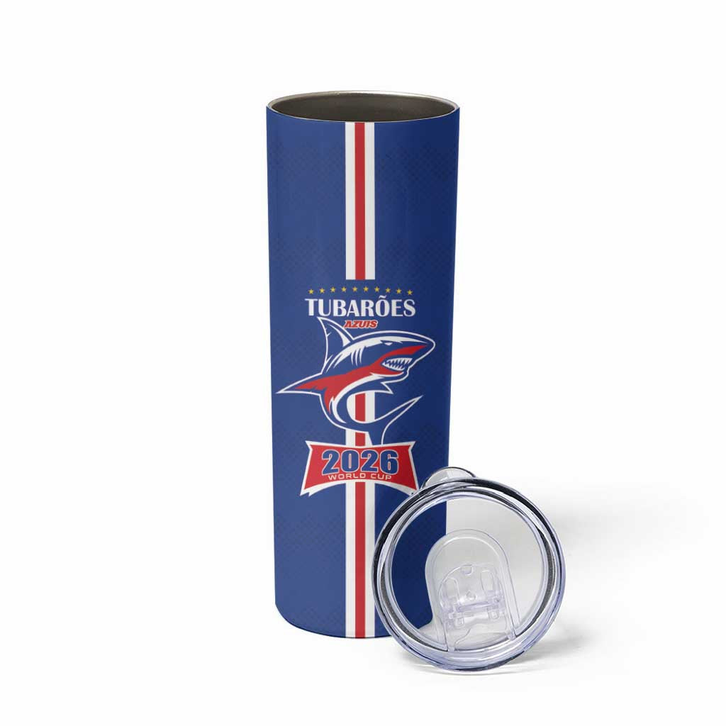 Custom Cape Verde 2026 Football Skinny Tumbler Blue Sharks WC Debut - Wonder Print Shop