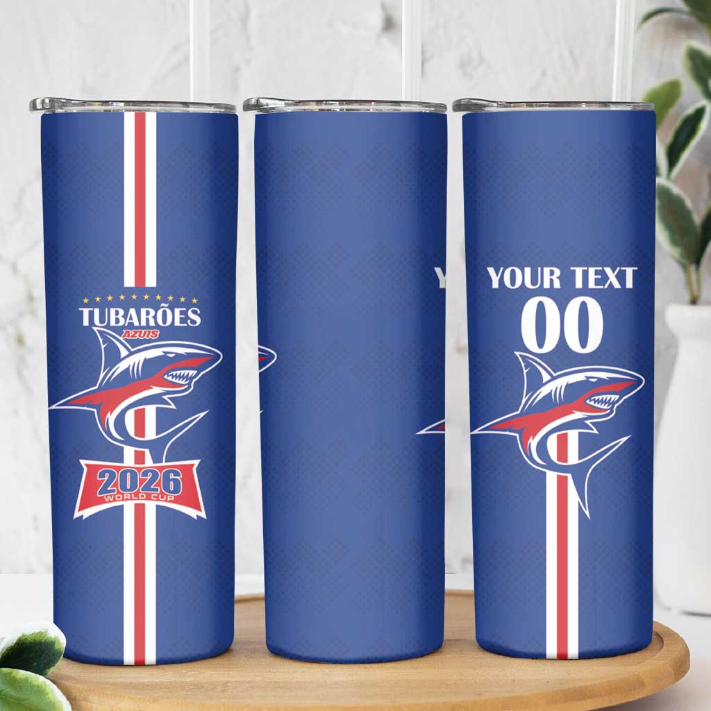 Custom Cape Verde 2026 Football Skinny Tumbler Blue Sharks WC Debut - Wonder Print Shop