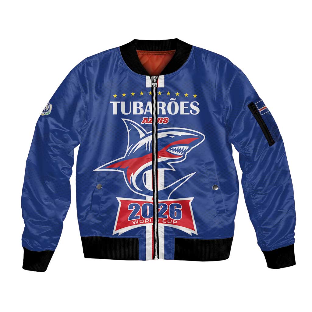 Custom Cape Verde 2026 Football Sleeve Zip Bomber Jacket Blue Sharks WC Debut - Wonder Print Shop