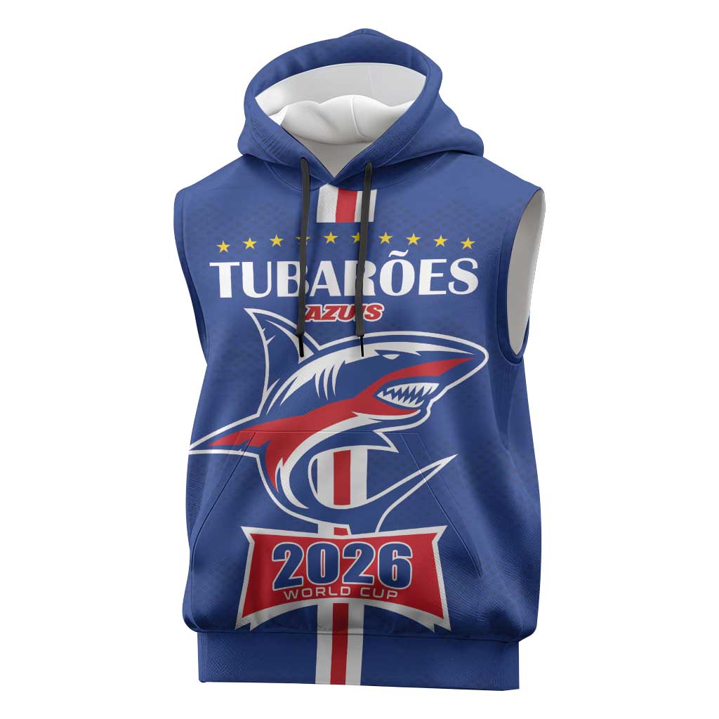 Custom Cape Verde 2026 Football Sleeveless Hoodie Blue Sharks WC Debut - Wonder Print Shop