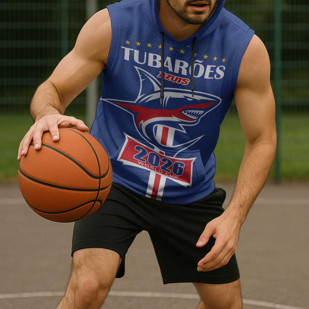 Custom Cape Verde 2026 Football Sleeveless Hoodie Blue Sharks WC Debut - Wonder Print Shop