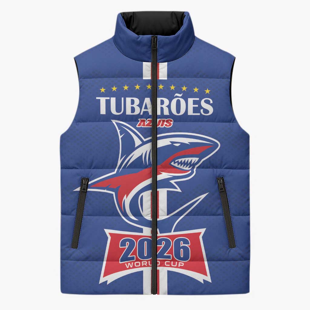 Custom Cape Verde 2026 Football Sleeveless Puffer Jacket Blue Sharks WC Debut - Wonder Print Shop