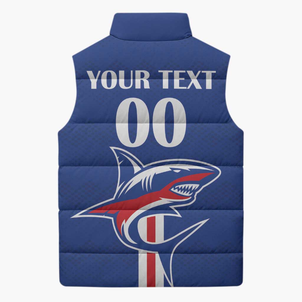 Custom Cape Verde 2026 Football Sleeveless Puffer Jacket Blue Sharks WC Debut - Wonder Print Shop