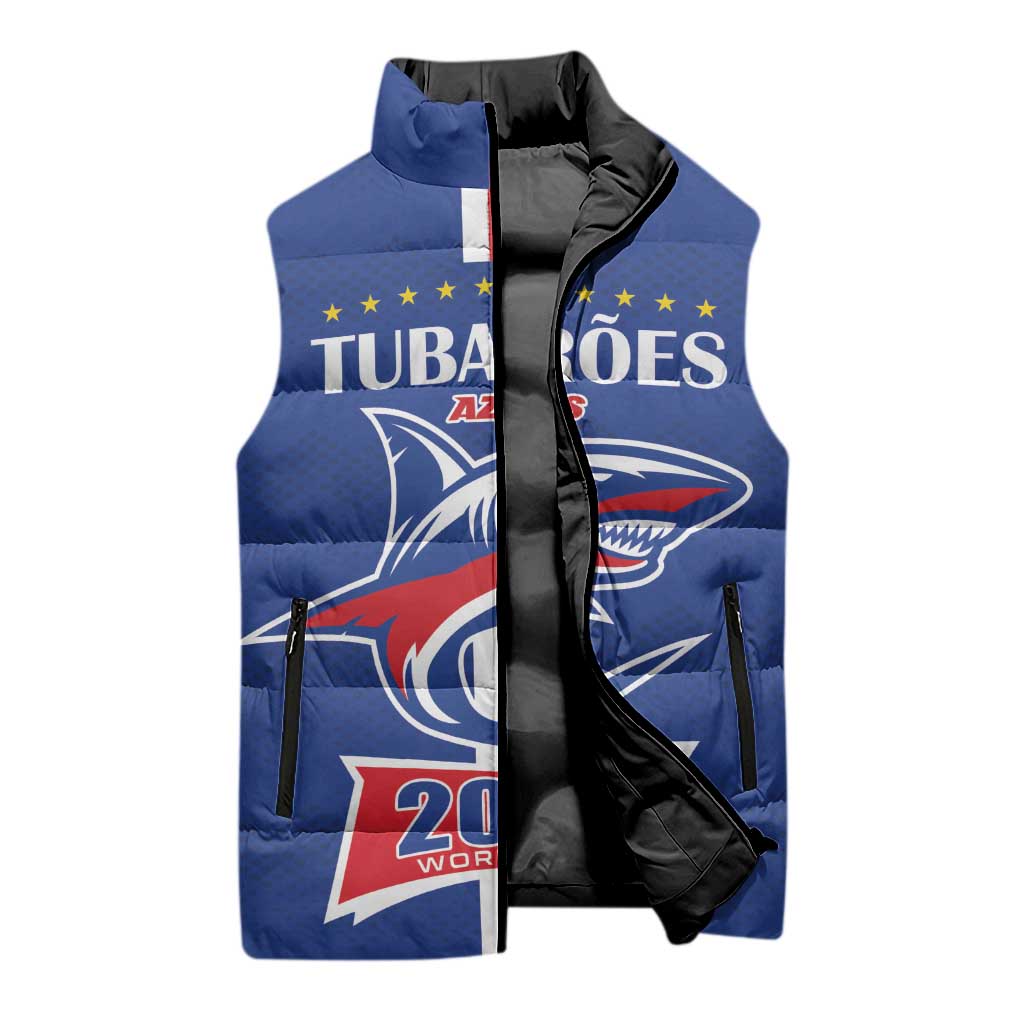 Custom Cape Verde 2026 Football Sleeveless Puffer Jacket Blue Sharks WC Debut - Wonder Print Shop