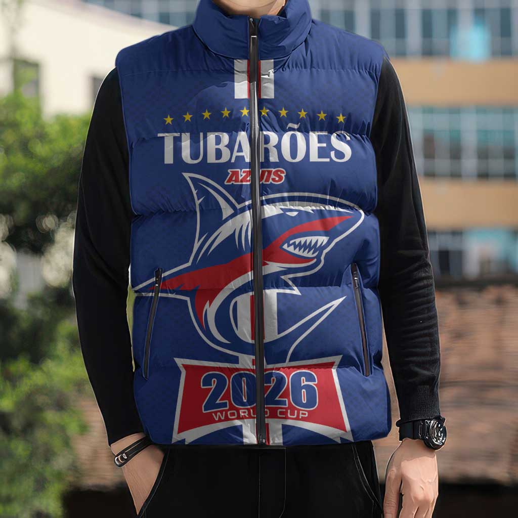 Custom Cape Verde 2026 Football Sleeveless Puffer Jacket Blue Sharks WC Debut - Wonder Print Shop