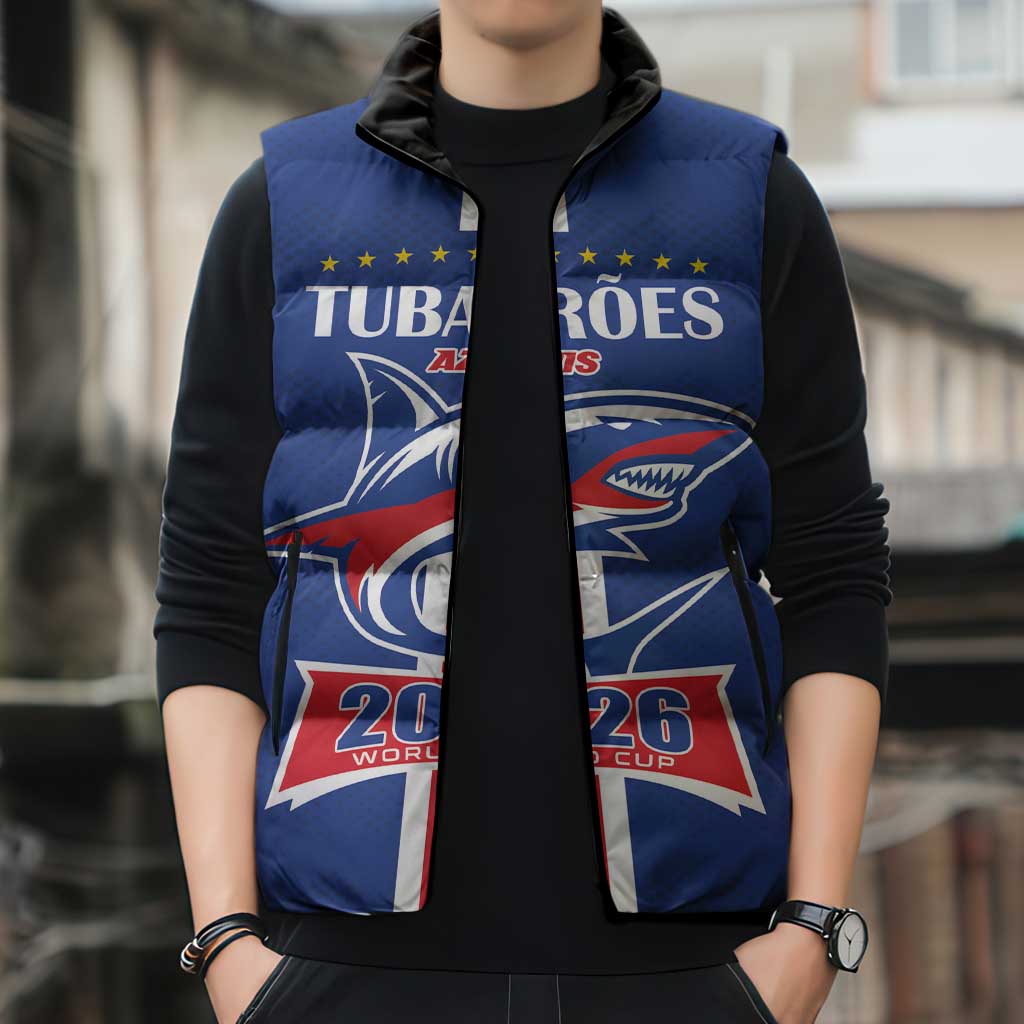Custom Cape Verde 2026 Football Sleeveless Puffer Jacket Blue Sharks WC Debut - Wonder Print Shop