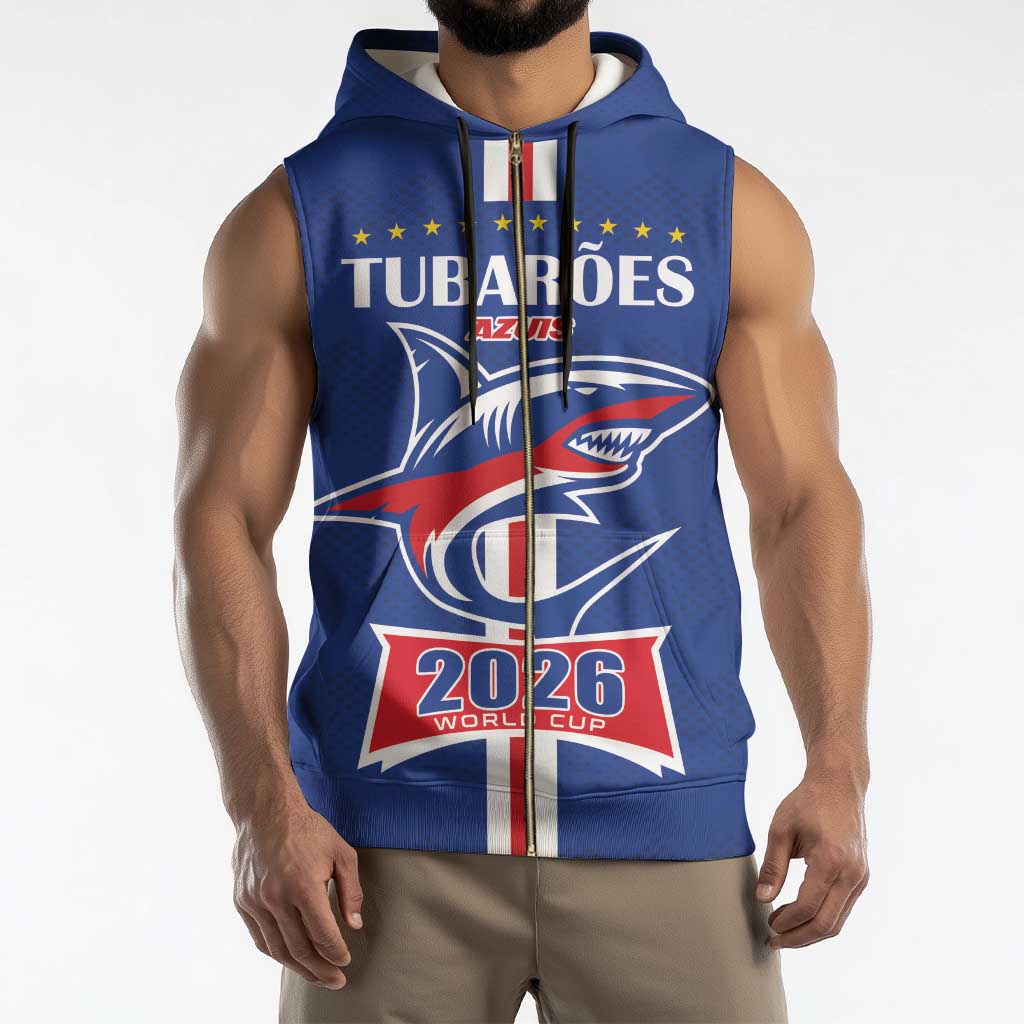 Custom Cape Verde 2026 Football Sleeveless Zip Hoodie Blue Sharks WC Debut - Wonder Print Shop