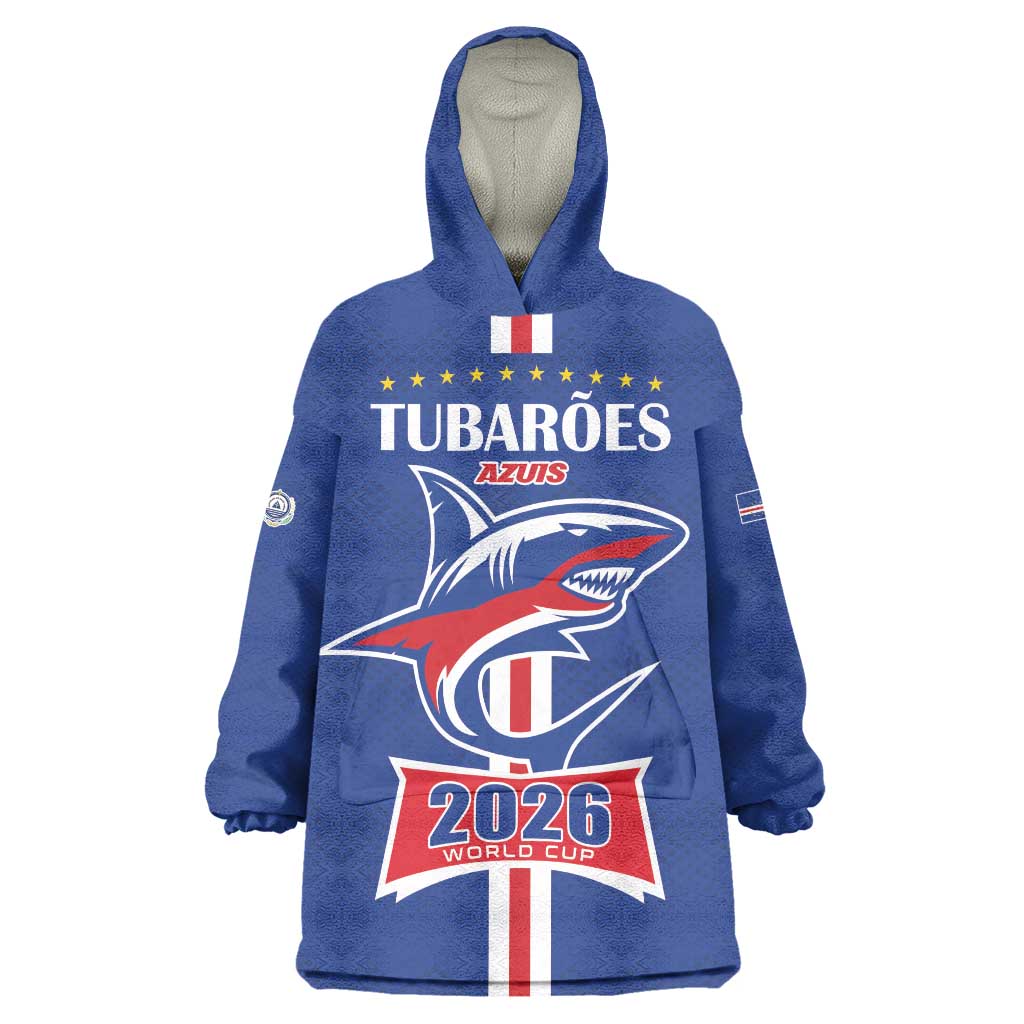 Custom Cape Verde 2026 Football Wearable Blanket Hoodie Blue Sharks WC Debut - Wonder Print Shop