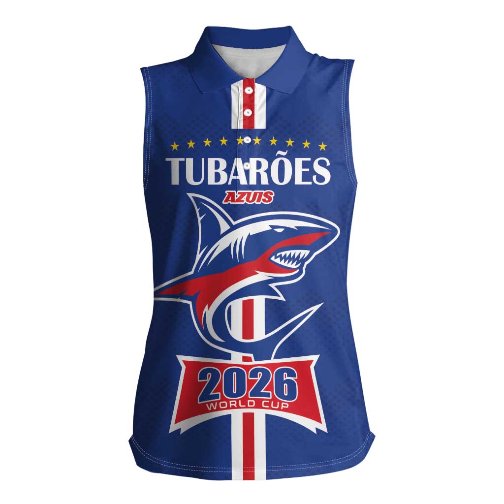 Custom Cape Verde 2026 Football Women Sleeveless Polo Shirt Blue Sharks WC Debut - Wonder Print Shop