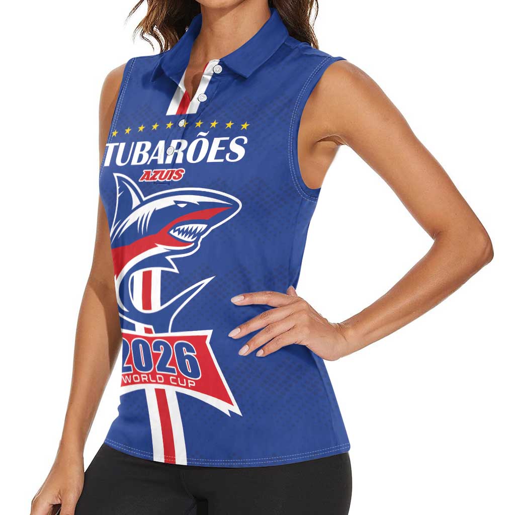 Custom Cape Verde 2026 Football Women Sleeveless Polo Shirt Blue Sharks WC Debut - Wonder Print Shop