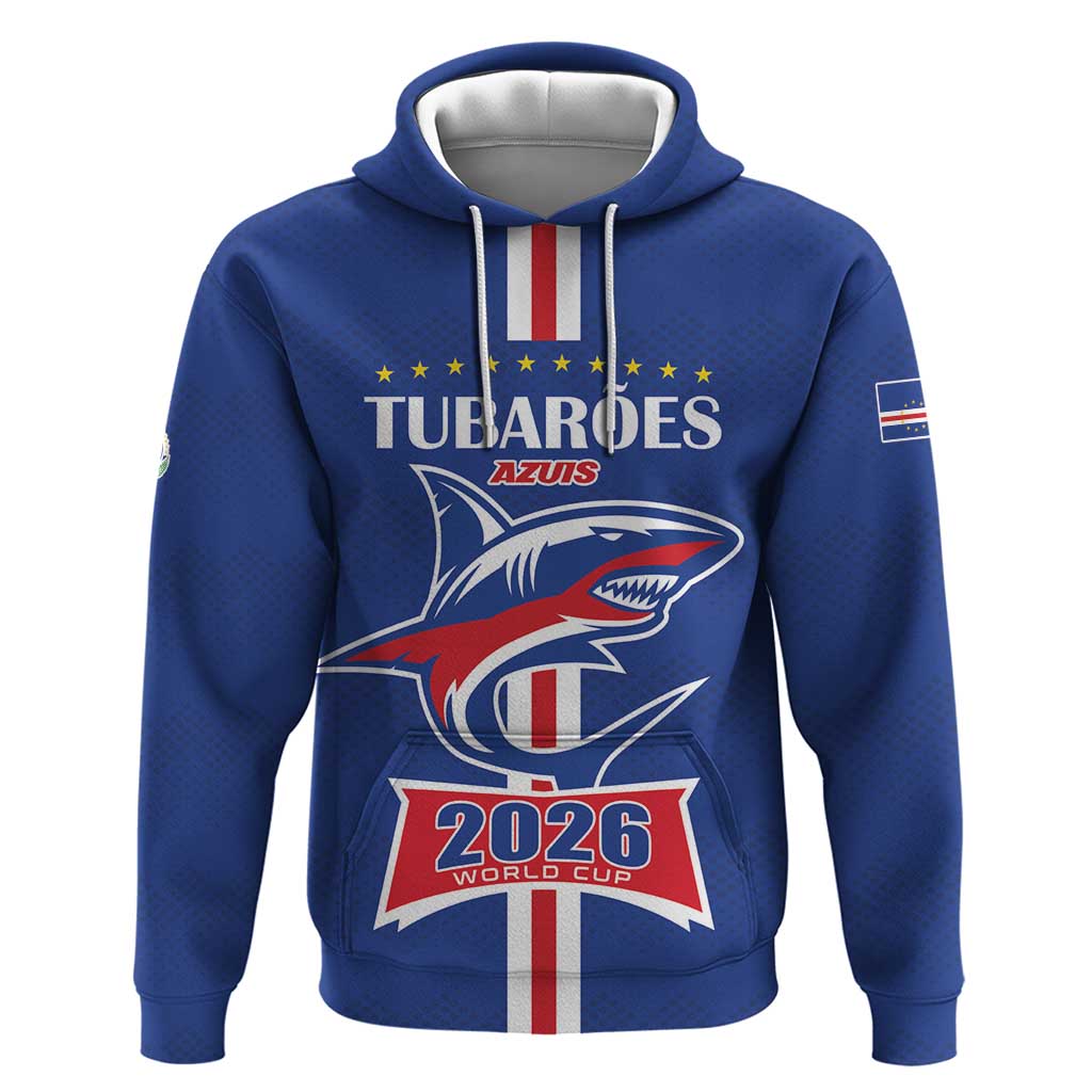 Custom Cape Verde 2026 Football Zip Hoodie Blue Sharks WC Debut - Wonder Print Shop