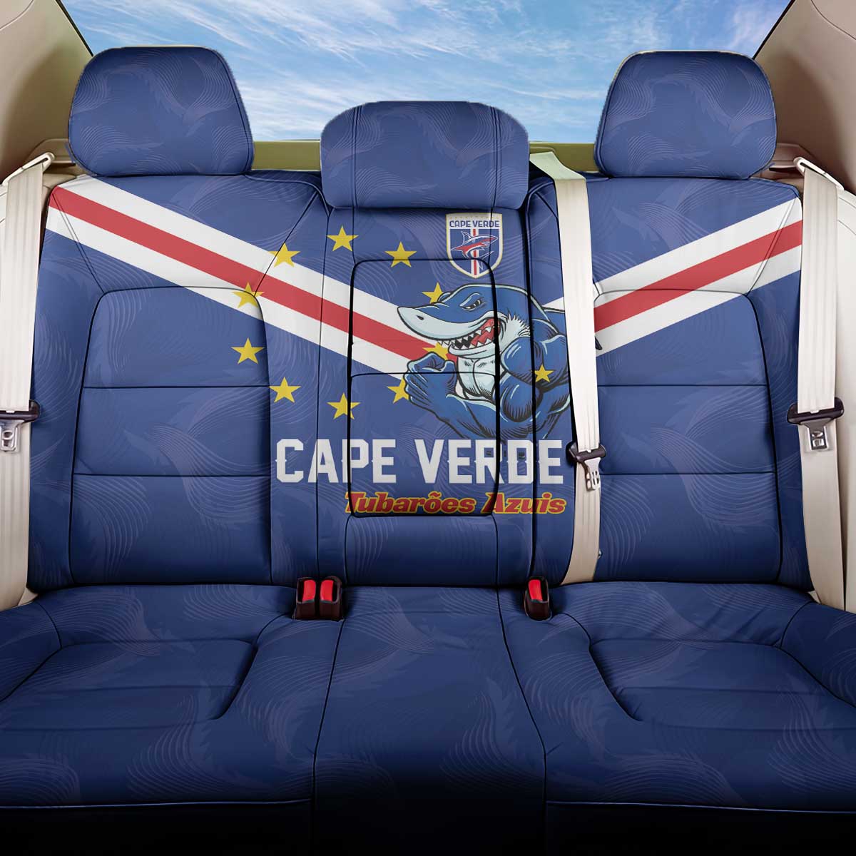 Cape Verde Football Back Car Seat Cover Tubaroes Azuis Make History - Wonder Print Shop