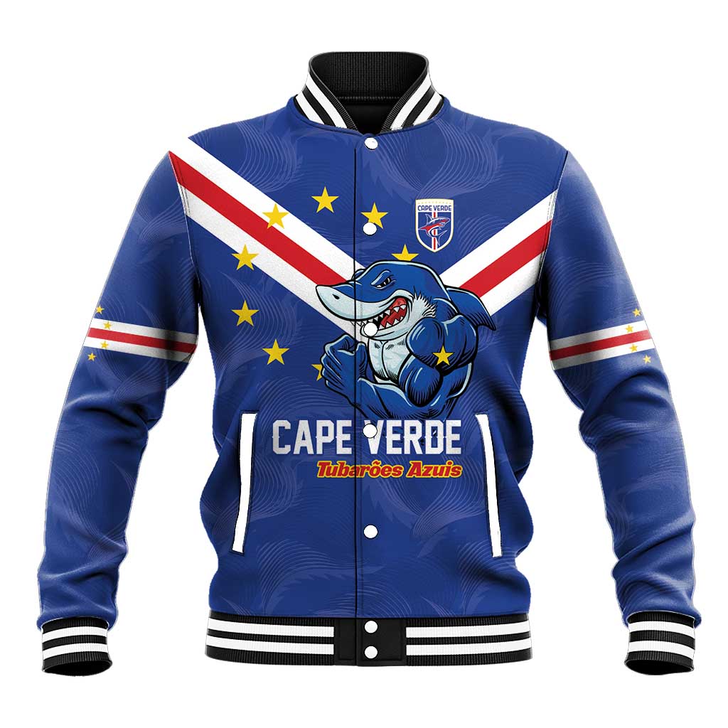 Custom Cape Verde Football Baseball Jacket Tubaroes Azuis Make History - Wonder Print Shop