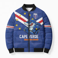 Custom Cape Verde Football Bomber Puffer Jacket Tubaroes Azuis Make History - Wonder Print Shop