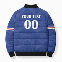Custom Cape Verde Football Bomber Puffer Jacket Tubaroes Azuis Make History - Wonder Print Shop