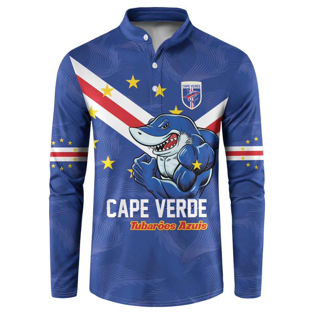 Custom Cape Verde Football Button Sweatshirt Tubaroes Azuis Make History - Wonder Print Shop