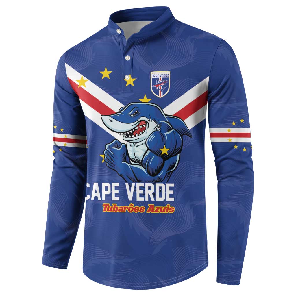 Custom Cape Verde Football Button Sweatshirt Tubaroes Azuis Make History - Wonder Print Shop