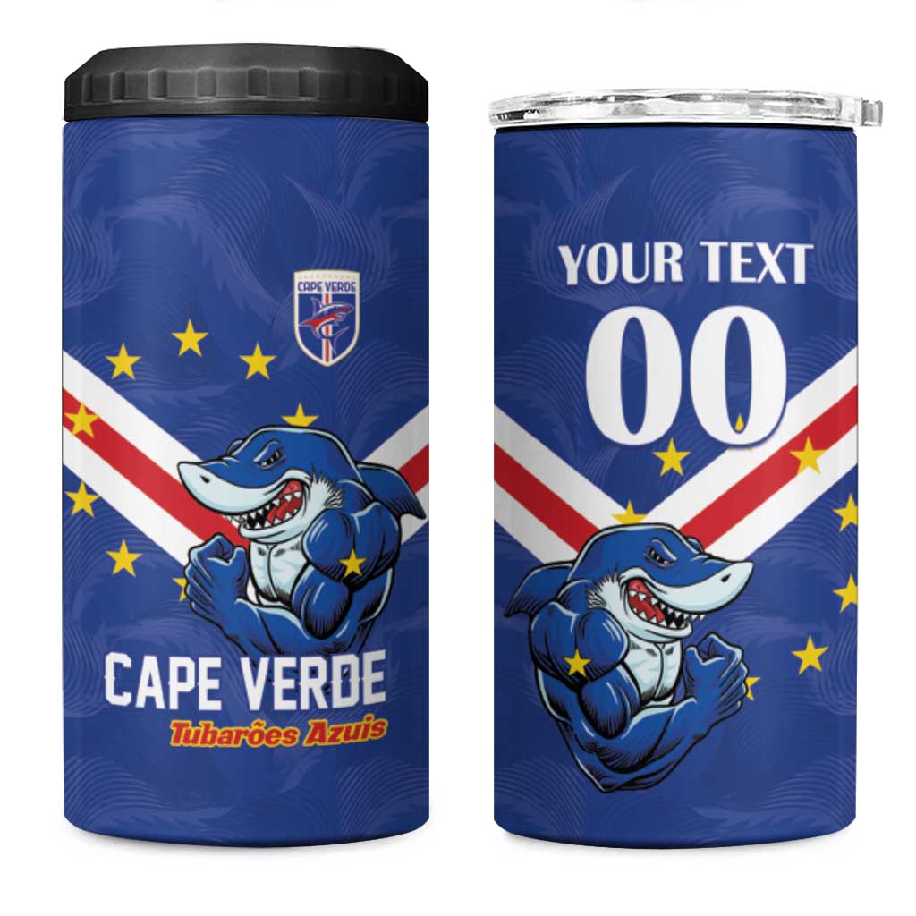Custom Cape Verde Football 4 in 1 Can Cooler Tumbler Tubaroes Azuis Make History - Wonder Print Shop