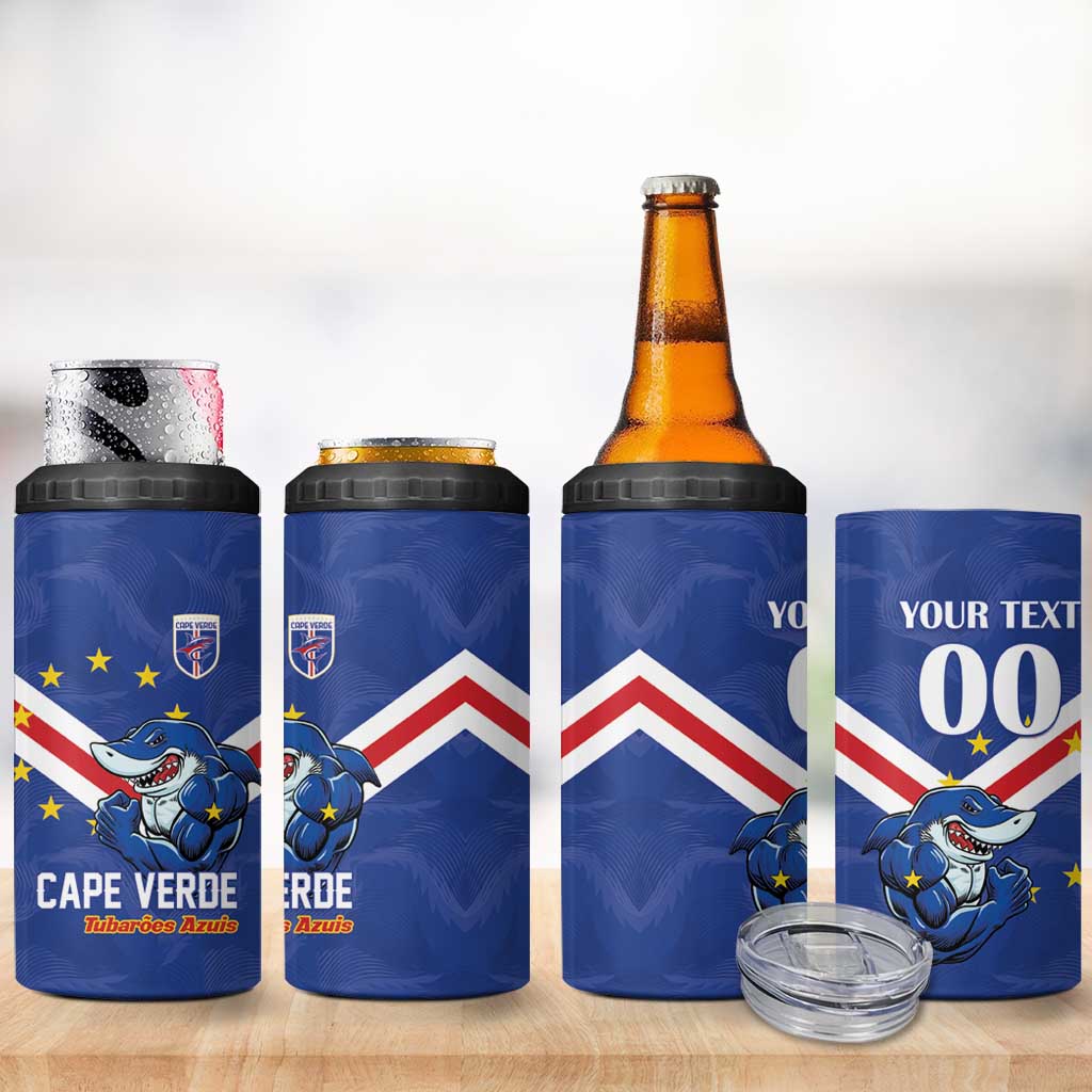 Custom Cape Verde Football 4 in 1 Can Cooler Tumbler Tubaroes Azuis Make History - Wonder Print Shop
