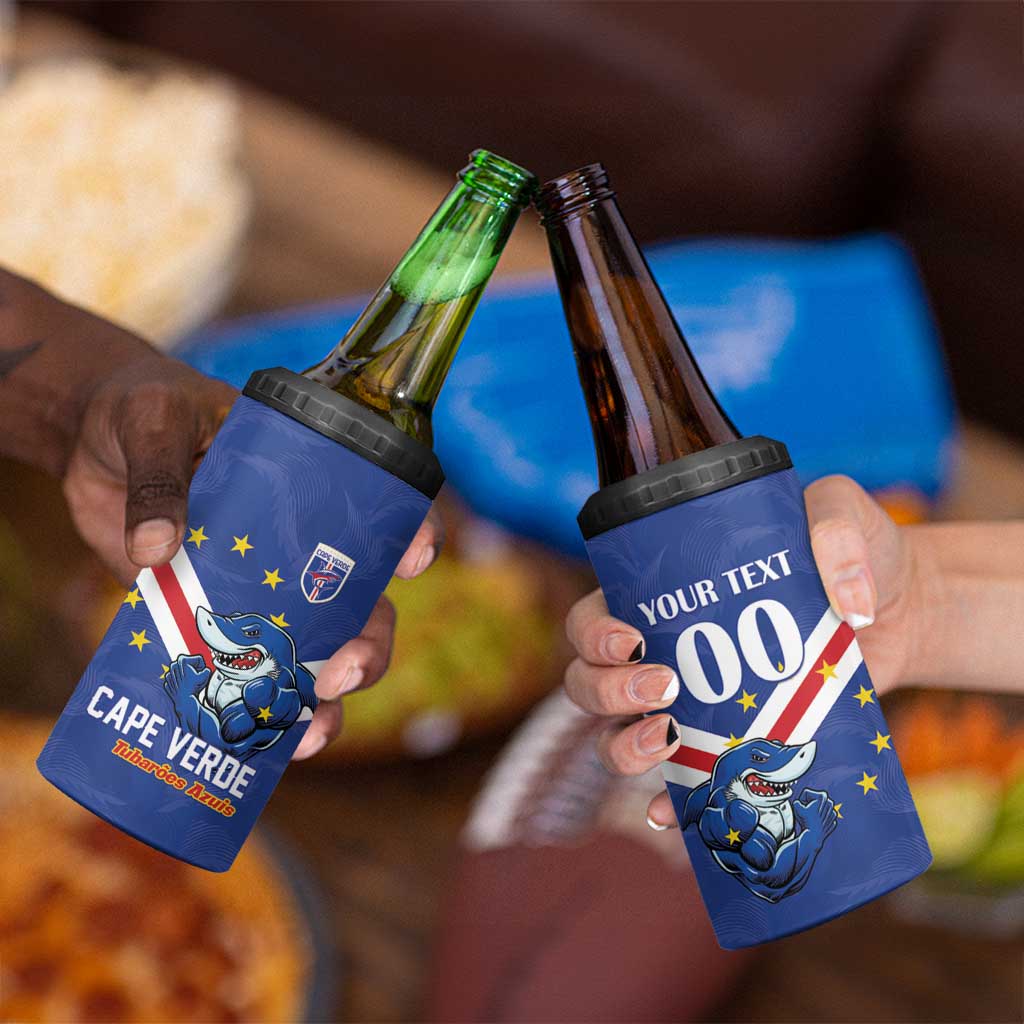 Custom Cape Verde Football 4 in 1 Can Cooler Tumbler Tubaroes Azuis Make History - Wonder Print Shop
