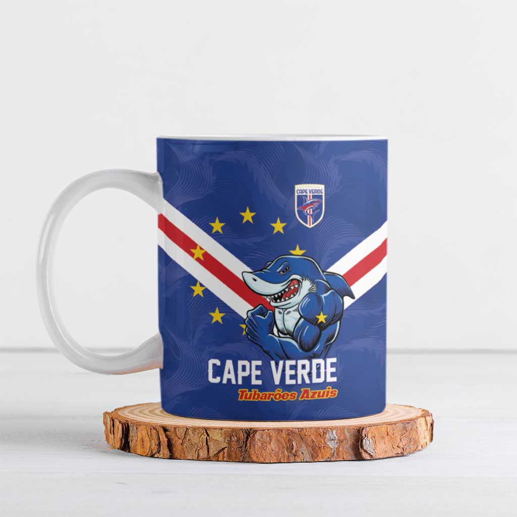 Custom Cape Verde Football Ceramic Mug Tubaroes Azuis Make History - Wonder Print Shop