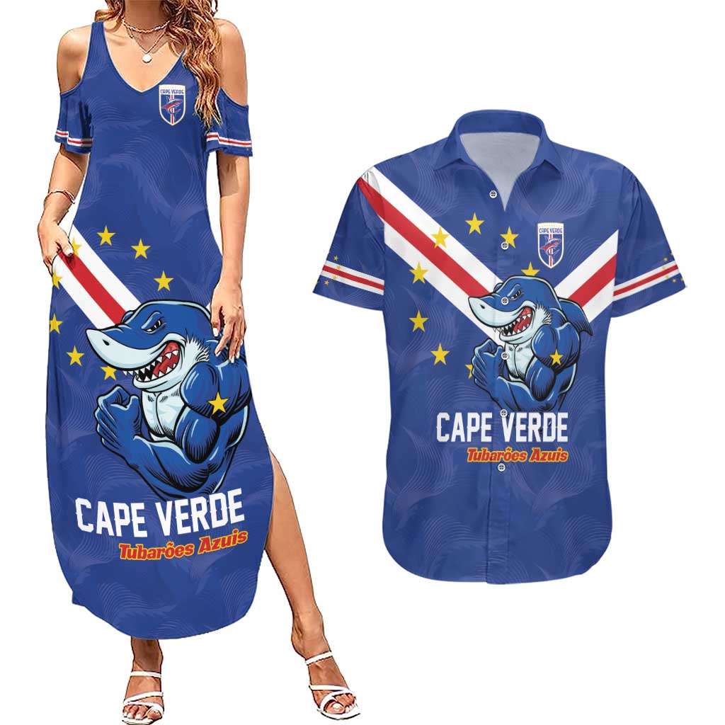 Custom Cape Verde Football Couples Matching Summer Maxi Dress and Hawaiian Shirt Tubaroes Azuis Make History - Wonder Print Shop