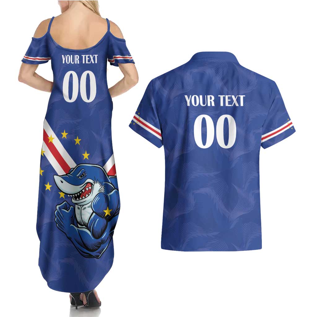 Custom Cape Verde Football Couples Matching Summer Maxi Dress and Hawaiian Shirt Tubaroes Azuis Make History - Wonder Print Shop