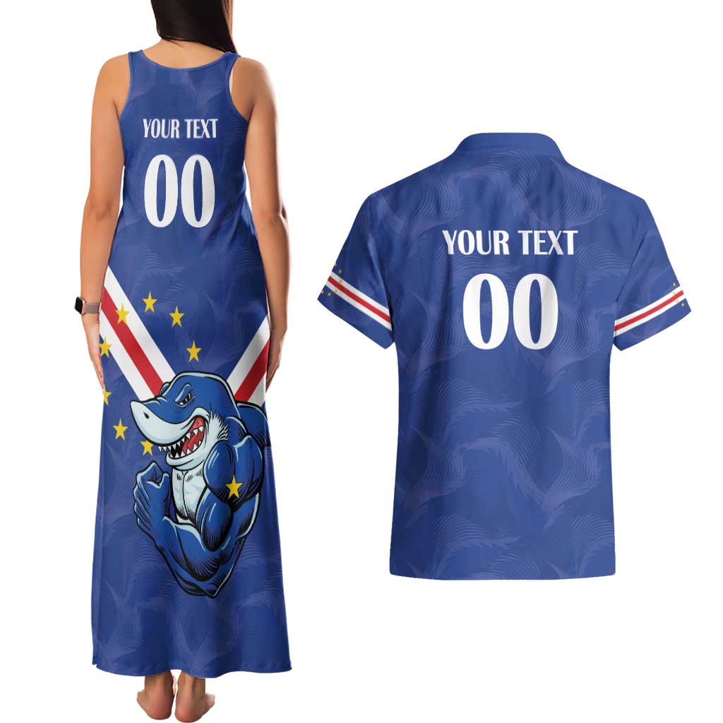 Custom Cape Verde Football Couples Matching Tank Maxi Dress and Hawaiian Shirt Tubaroes Azuis Make History - Wonder Print Shop