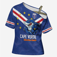 Custom Cape Verde Football Cross Shoulder Shirt Tubaroes Azuis Make History - Wonder Print Shop