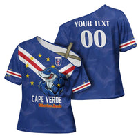 Custom Cape Verde Football Cross Shoulder Shirt Tubaroes Azuis Make History - Wonder Print Shop