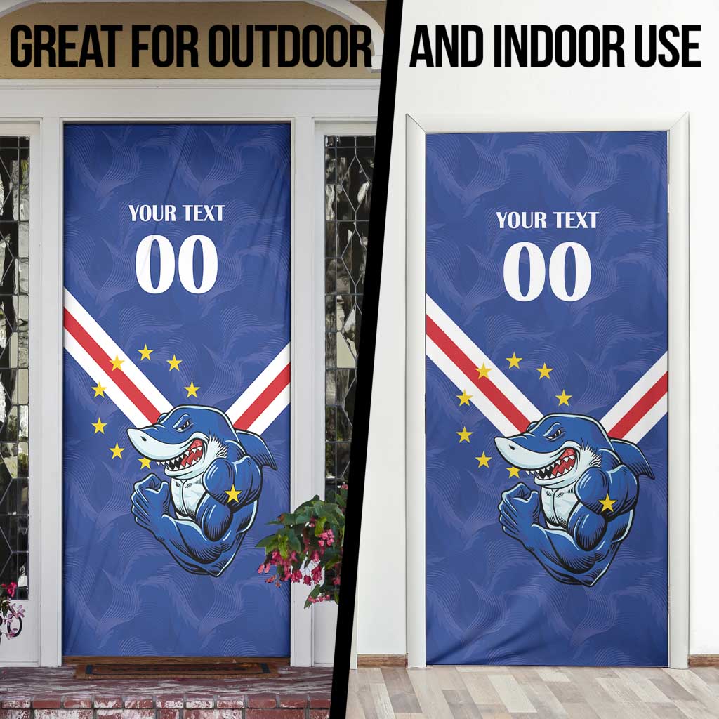 Custom Cape Verde Football Door Cover Tubaroes Azuis Make History - Wonder Print Shop